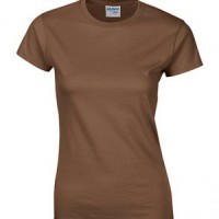 SKT040 chestnut 084 short sleeved women' s round neck collar t-shirt 76000L quick personal printed women' s tee breathable tshirts supplier price front view